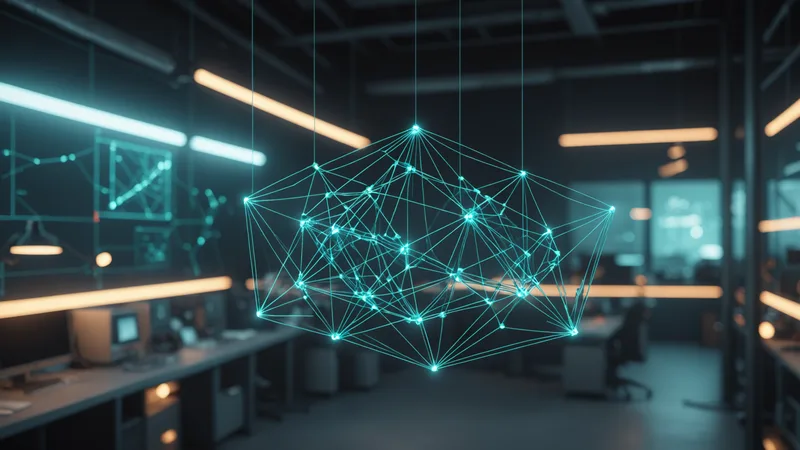 3D scene graph visualization showing object relationships in a bin-picking workspace